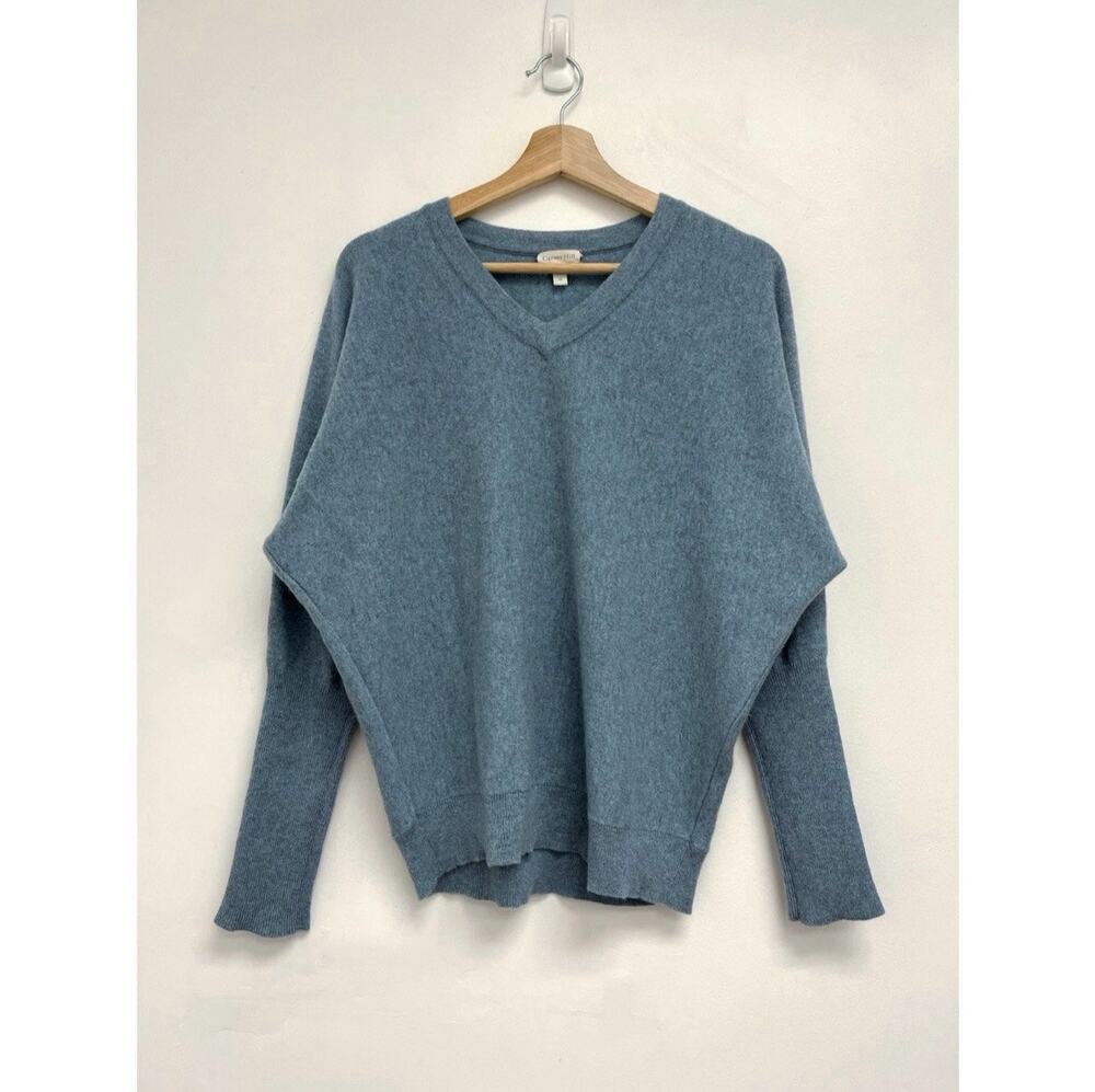 Garnet Hill Essential Cashmere V-Neck Dolman Sleeve Soft Relaxed Sweater Medium
